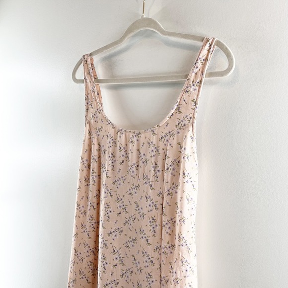 American Eagle Squareneck Floral Slip Mini Dress Smoked Back Pink Medium - Picture 9 of 15